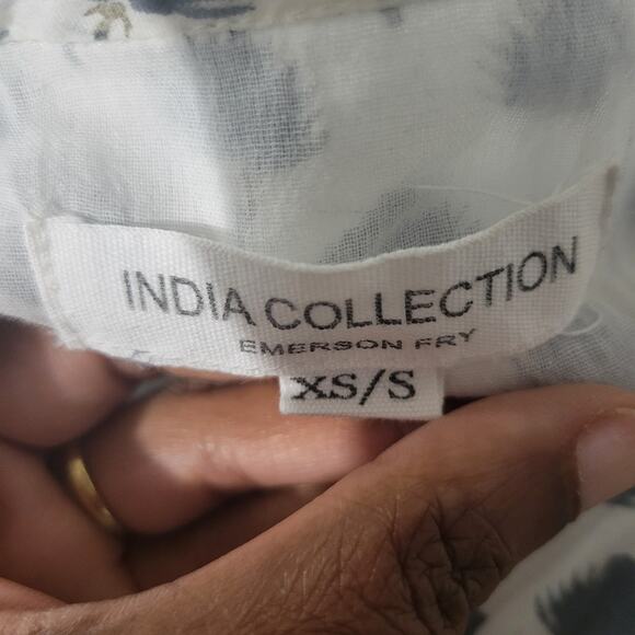 Emerson Fry Isla Mini Dress White Print Babydoll Cotton HandBlock Swingy Small - Picture 7 of 16